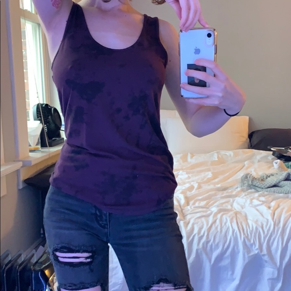Purple tie dye tank top